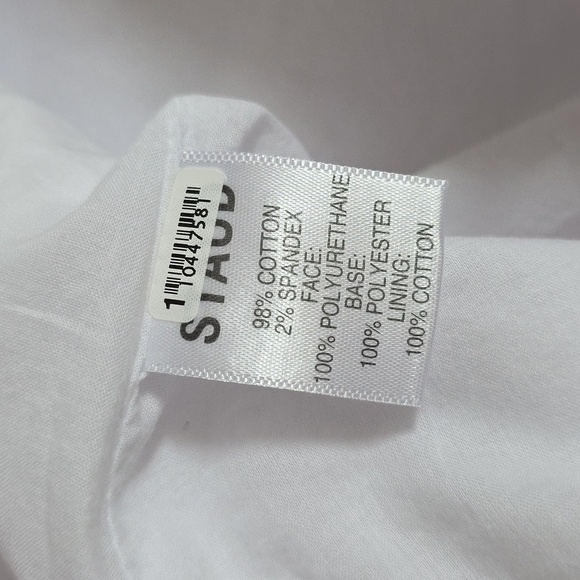 Staud White & Brown Lined Cotton Dress.  Size 4 - Picture 8 of 9